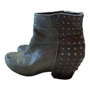 Gentle Souls Brown Black Leather Studded Heel Booties Women's Size 8.5